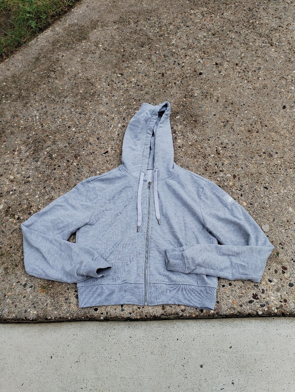 ALO Yoga Women's Light Gray Full-Zip Hooded Sweatshirt
